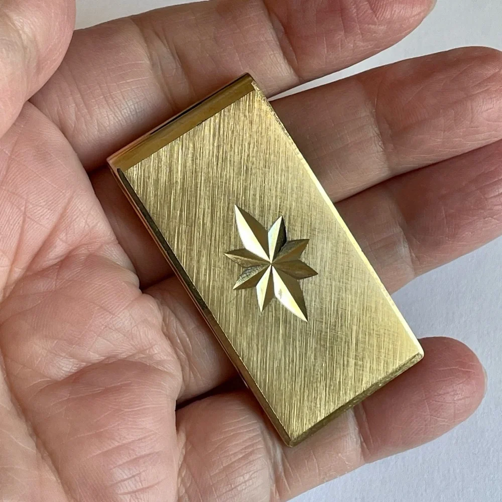 Vintage L’Aiglon Goldtone Metal Starburst Money Clip